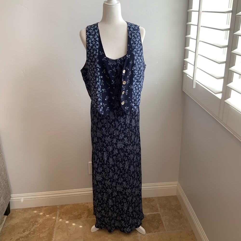 Vintage Karen Kane Maxi Dress & Coordinating Vest